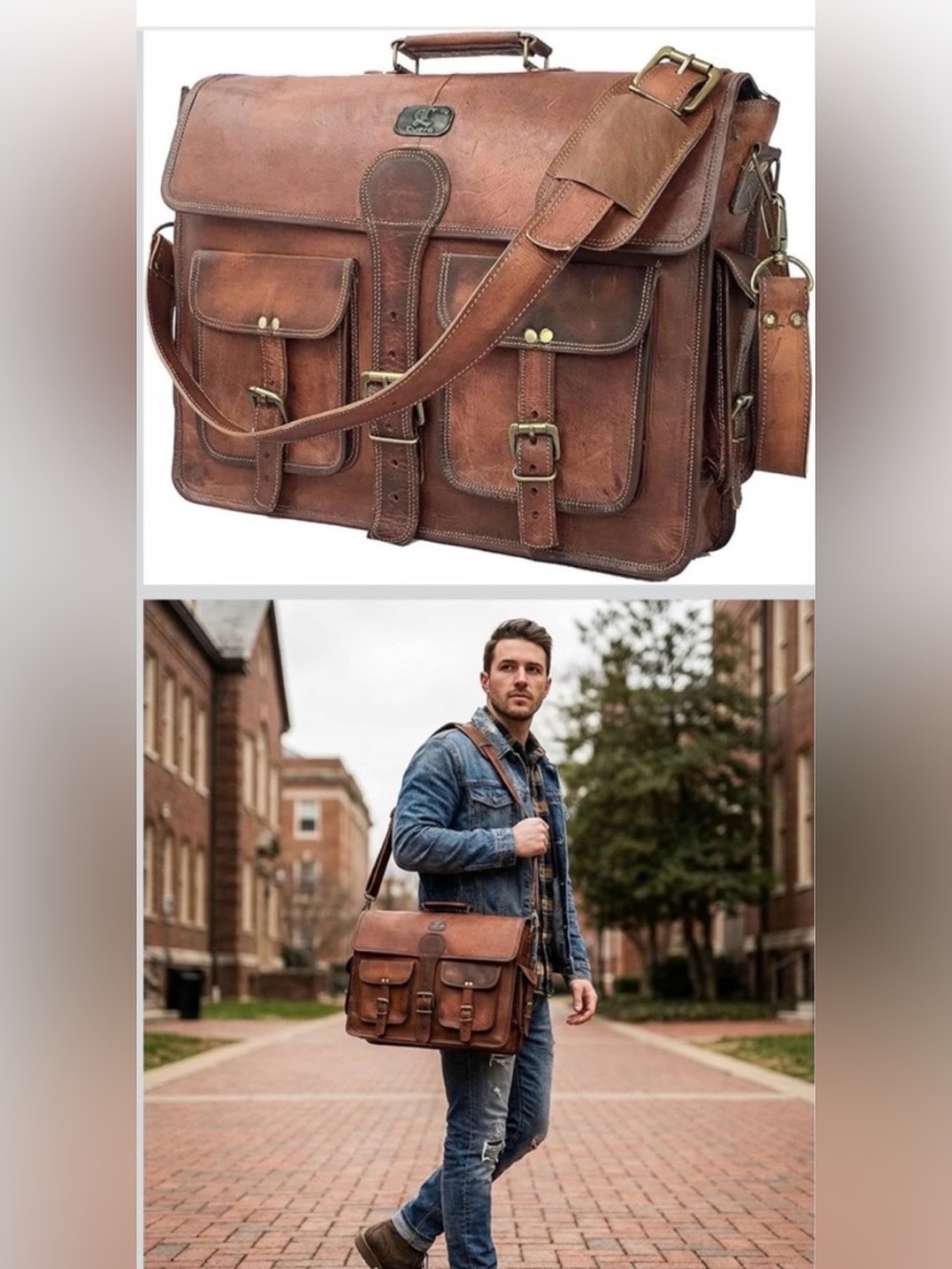 Cuero brand Vintage Leather Laptop Messenger Bag.Never used.
Has long strap
